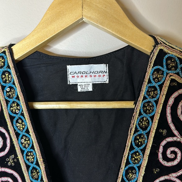 Vintage 70s beaded Embroidered vest by Carol Horn - Picture 8 of 11